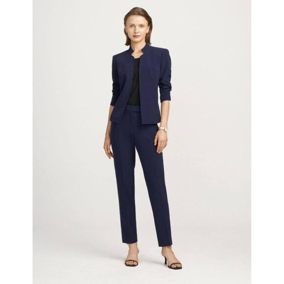 Anne Klein Crepe Stand Collar Jacket Open Front - Picture 1 of 6
